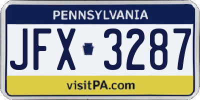 PA license plate JFX3287