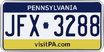 PA license plate JFX3288