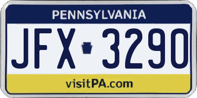 PA license plate JFX3290