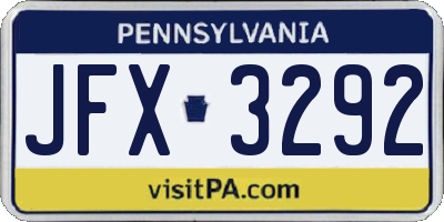 PA license plate JFX3292