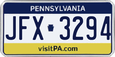 PA license plate JFX3294