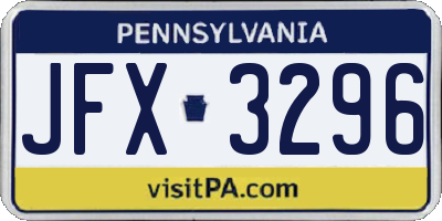 PA license plate JFX3296