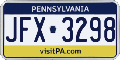 PA license plate JFX3298