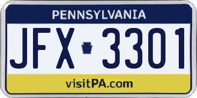 PA license plate JFX3301