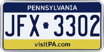 PA license plate JFX3302
