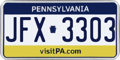 PA license plate JFX3303