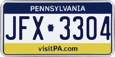 PA license plate JFX3304