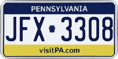 PA license plate JFX3308