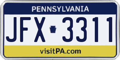 PA license plate JFX3311
