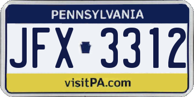 PA license plate JFX3312