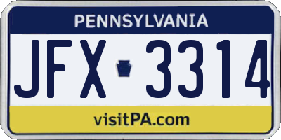PA license plate JFX3314