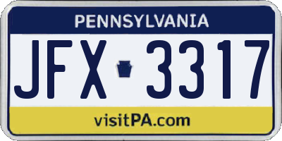 PA license plate JFX3317