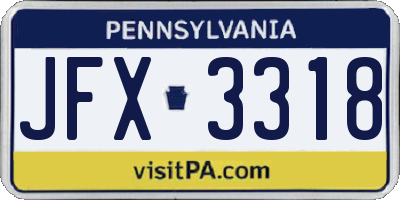 PA license plate JFX3318