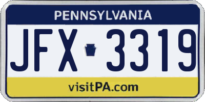 PA license plate JFX3319