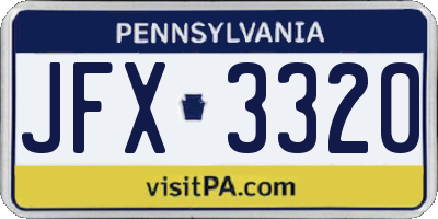 PA license plate JFX3320