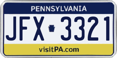 PA license plate JFX3321