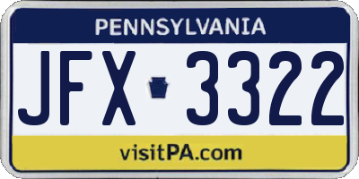 PA license plate JFX3322