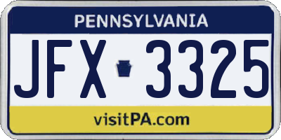 PA license plate JFX3325
