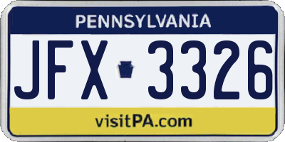 PA license plate JFX3326