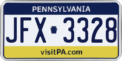 PA license plate JFX3328