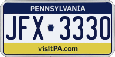 PA license plate JFX3330