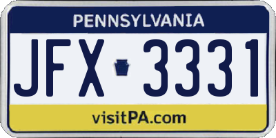 PA license plate JFX3331