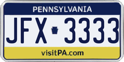 PA license plate JFX3333