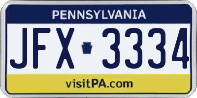PA license plate JFX3334