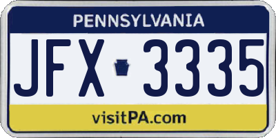 PA license plate JFX3335