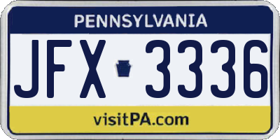 PA license plate JFX3336