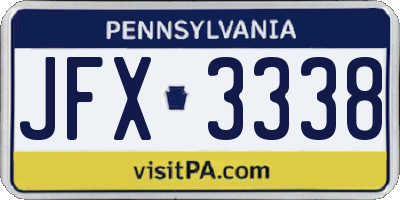 PA license plate JFX3338