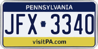PA license plate JFX3340