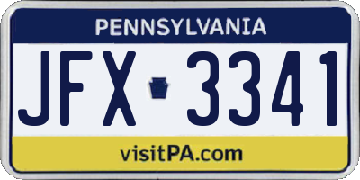 PA license plate JFX3341