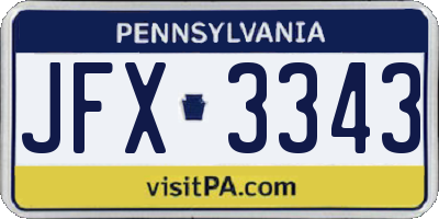 PA license plate JFX3343
