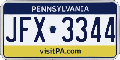 PA license plate JFX3344