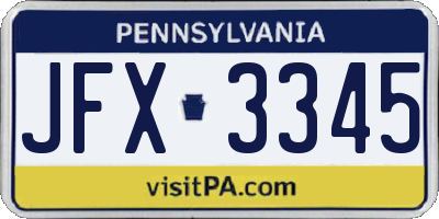 PA license plate JFX3345