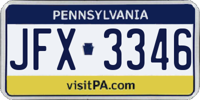 PA license plate JFX3346