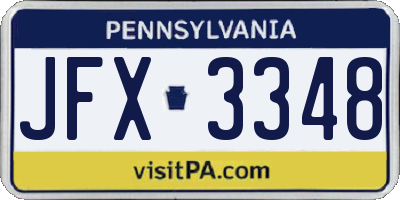 PA license plate JFX3348