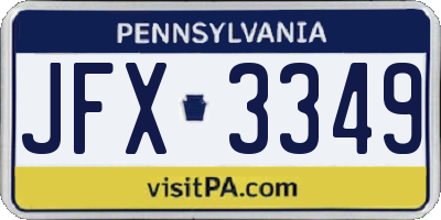 PA license plate JFX3349
