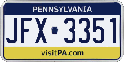 PA license plate JFX3351