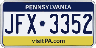 PA license plate JFX3352