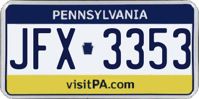 PA license plate JFX3353
