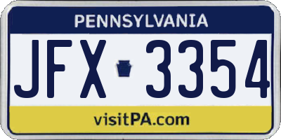 PA license plate JFX3354