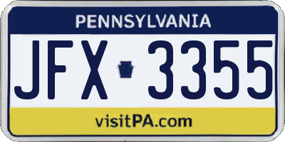 PA license plate JFX3355