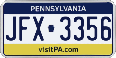 PA license plate JFX3356