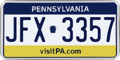 PA license plate JFX3357