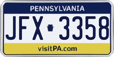 PA license plate JFX3358