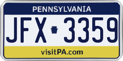 PA license plate JFX3359