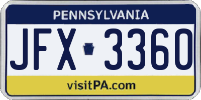 PA license plate JFX3360