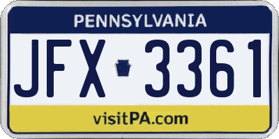PA license plate JFX3361